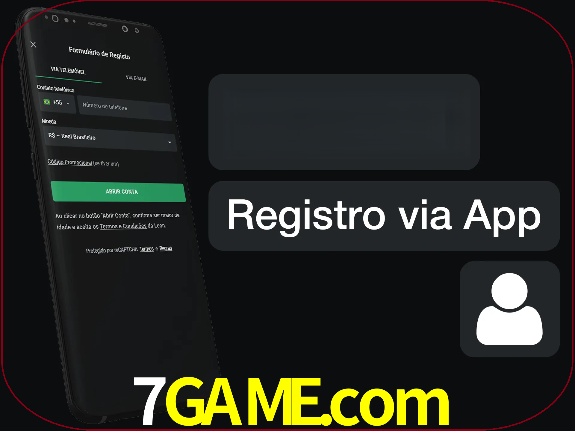 Registre-se com duas etapas usando o aplicativo.